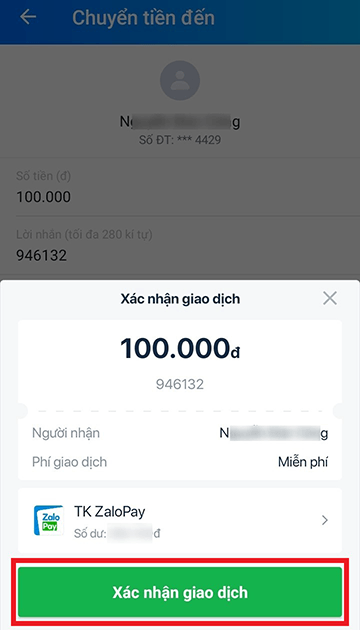 Hướng dẫn nạp tiền vào tài khoản Zalo Pay (Hình 7) Hướng dẫn nạp tiền vào tài khoản Zalo Pay (Hình 7)