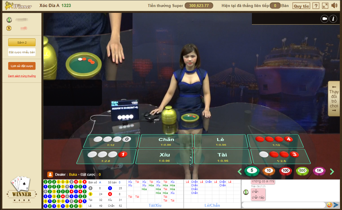 Giao diện xóc đĩa của nhà cái winbet