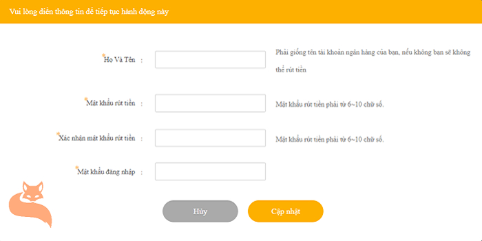 Nhập thông tin cá nhân & mật khẩu rút tiền nhà cái 789bet