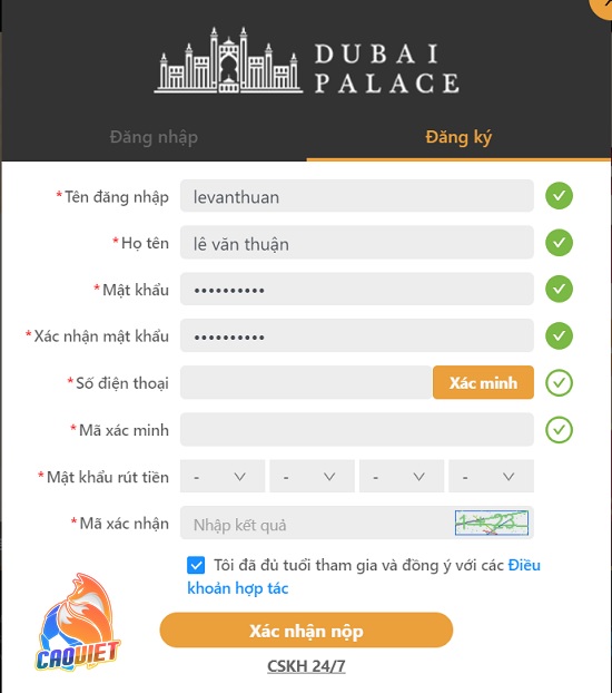 đăng ký cung điện dubai