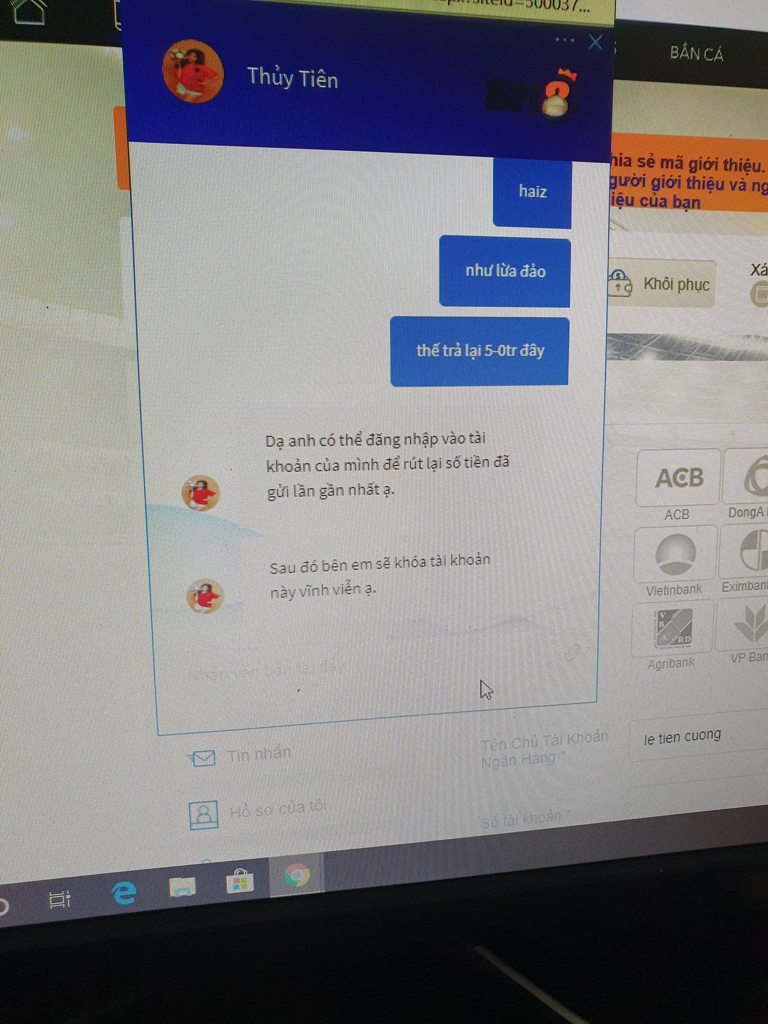 Chat với nhà cái bk8vn lừa đảo