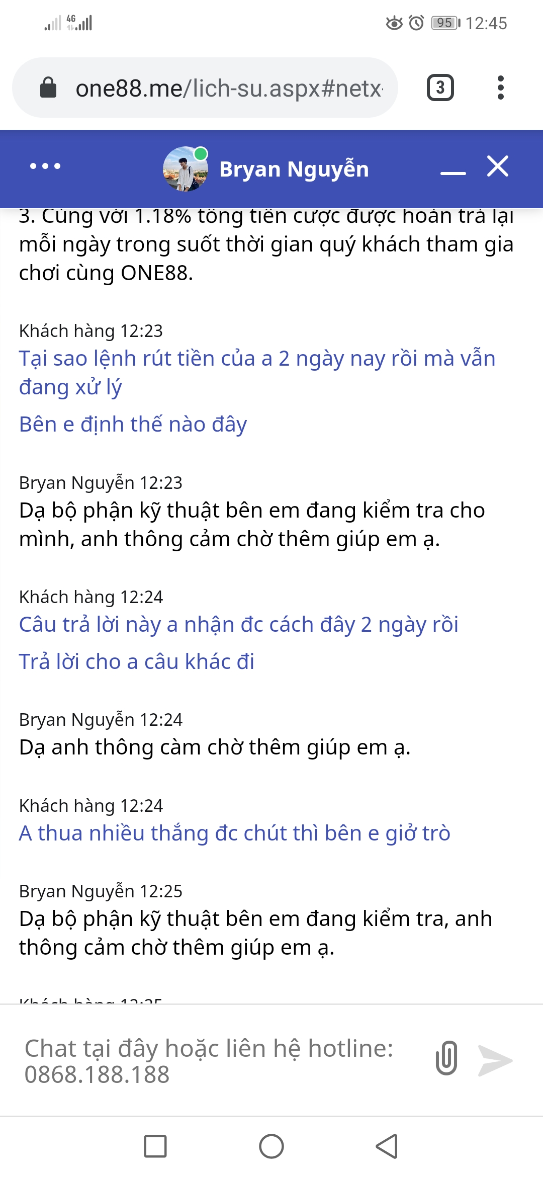 Dấu đại lý One88 - Trò chuyện hỗ trợ One88