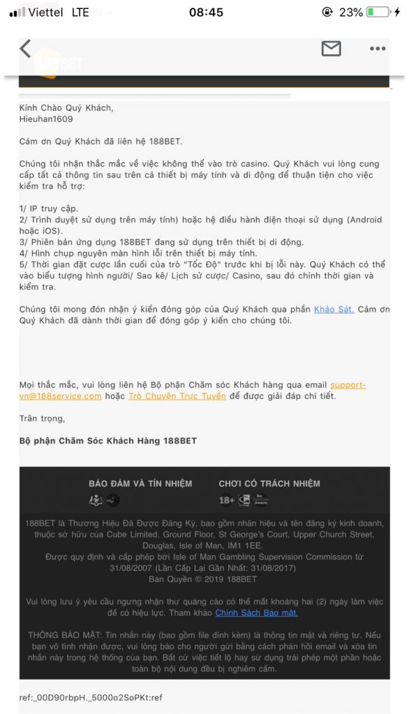 Thắc mắc từ nhà cái 188BET
