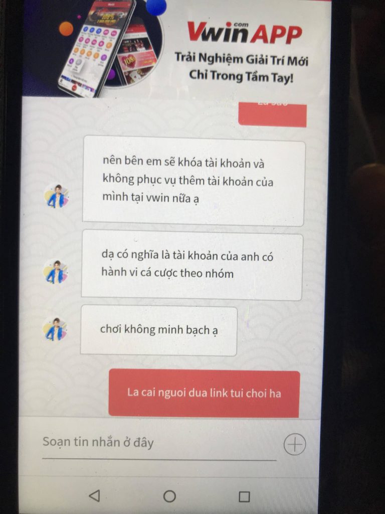 Chụp ảnh cho các bạn xem nhà Vwin ăn trộm tiền như thế nào
