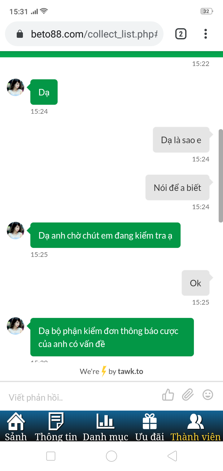 Trang Beto88 lừa đảo người chơi một cách trắng trợn46 Trò chuyện với Bộ phận hỗ trợ của Nhà cái Beto88