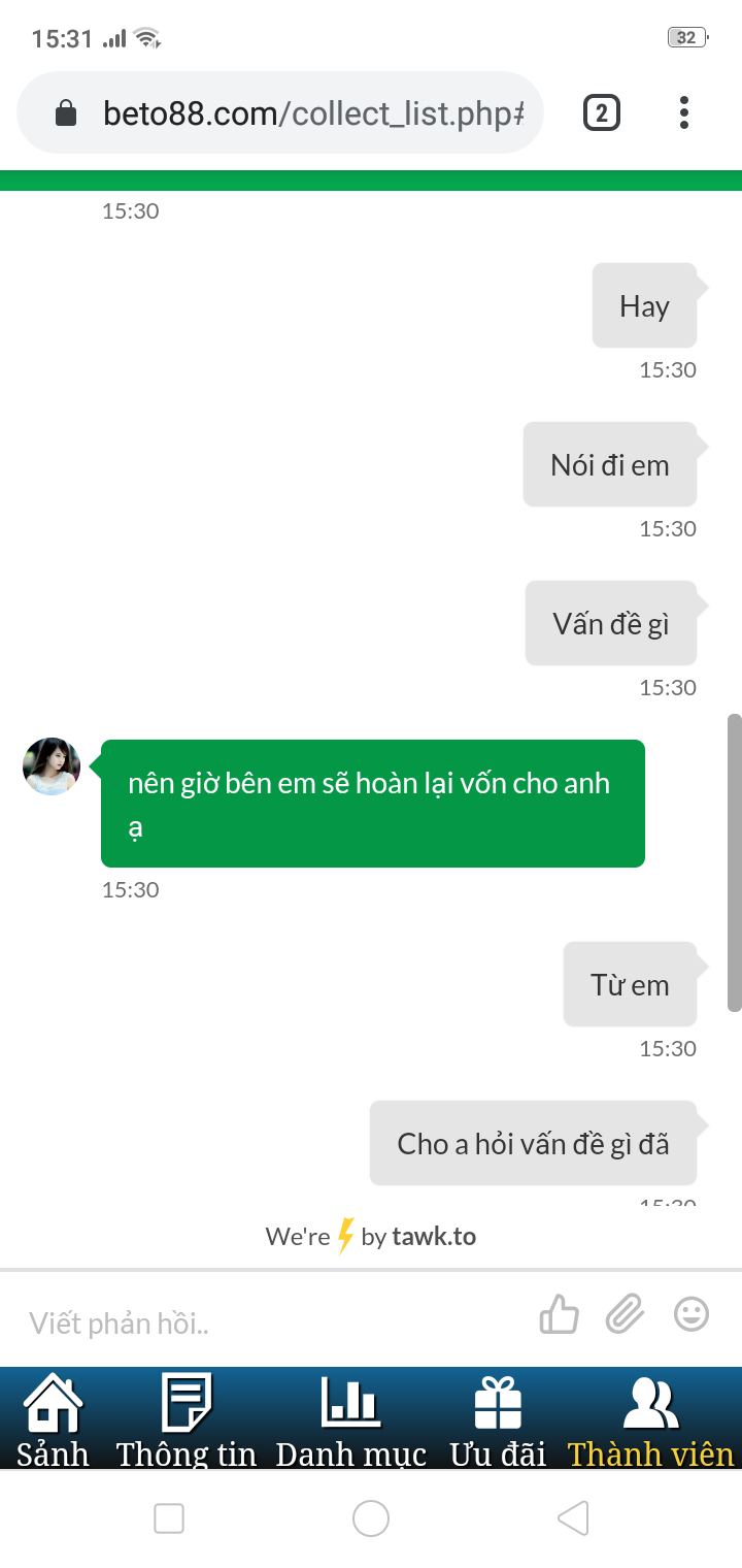 Trang Beto88 lừa đảo người chơi một cách trắng trợn47 Trò chuyện với nhà cái Beto88 lừa đảo