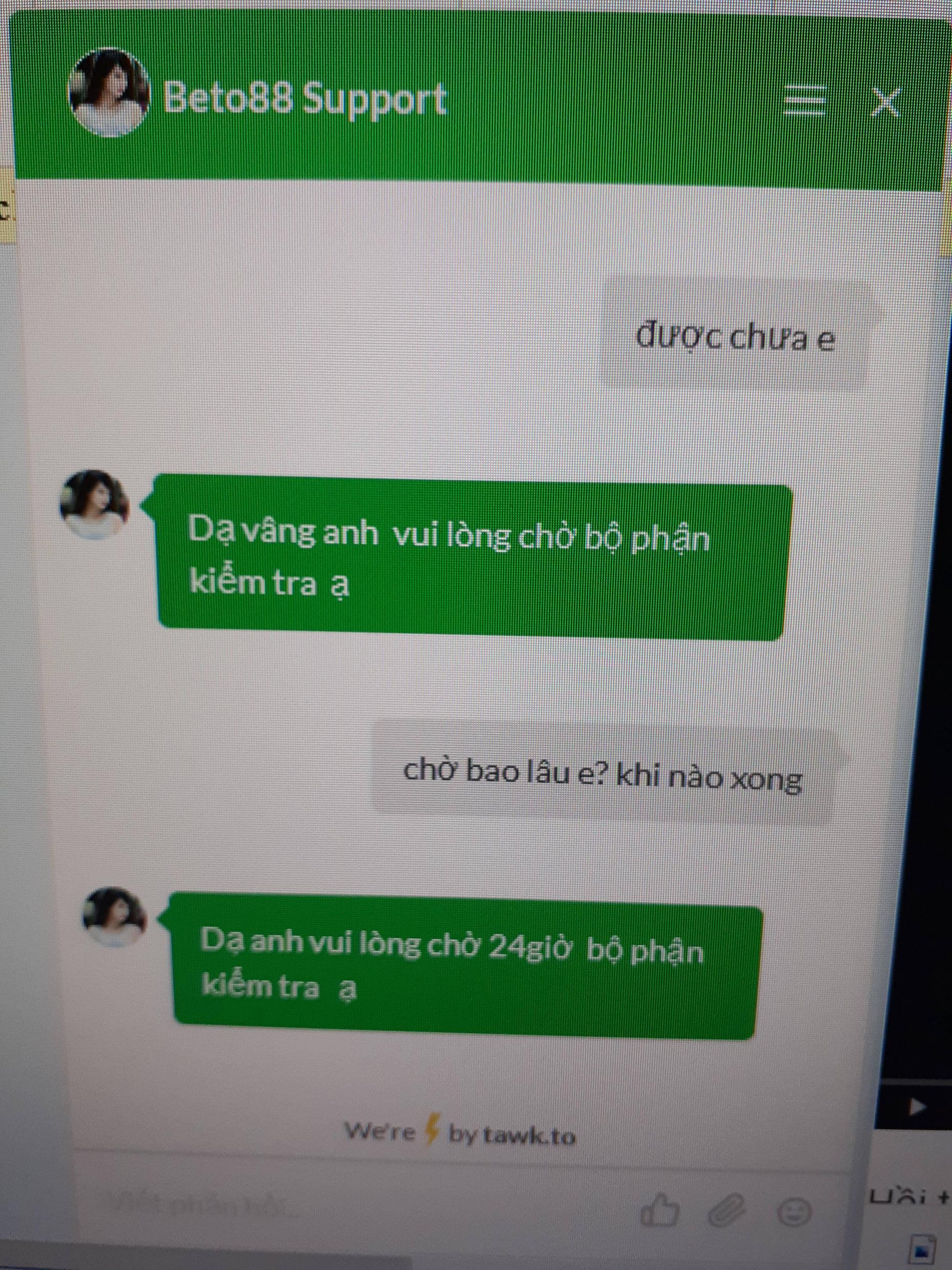 Trang Beto88 hoàn toàn lừa đảo người chơi52 Trò chuyện với bộ phận hỗ trợ Beto88 Scam 2