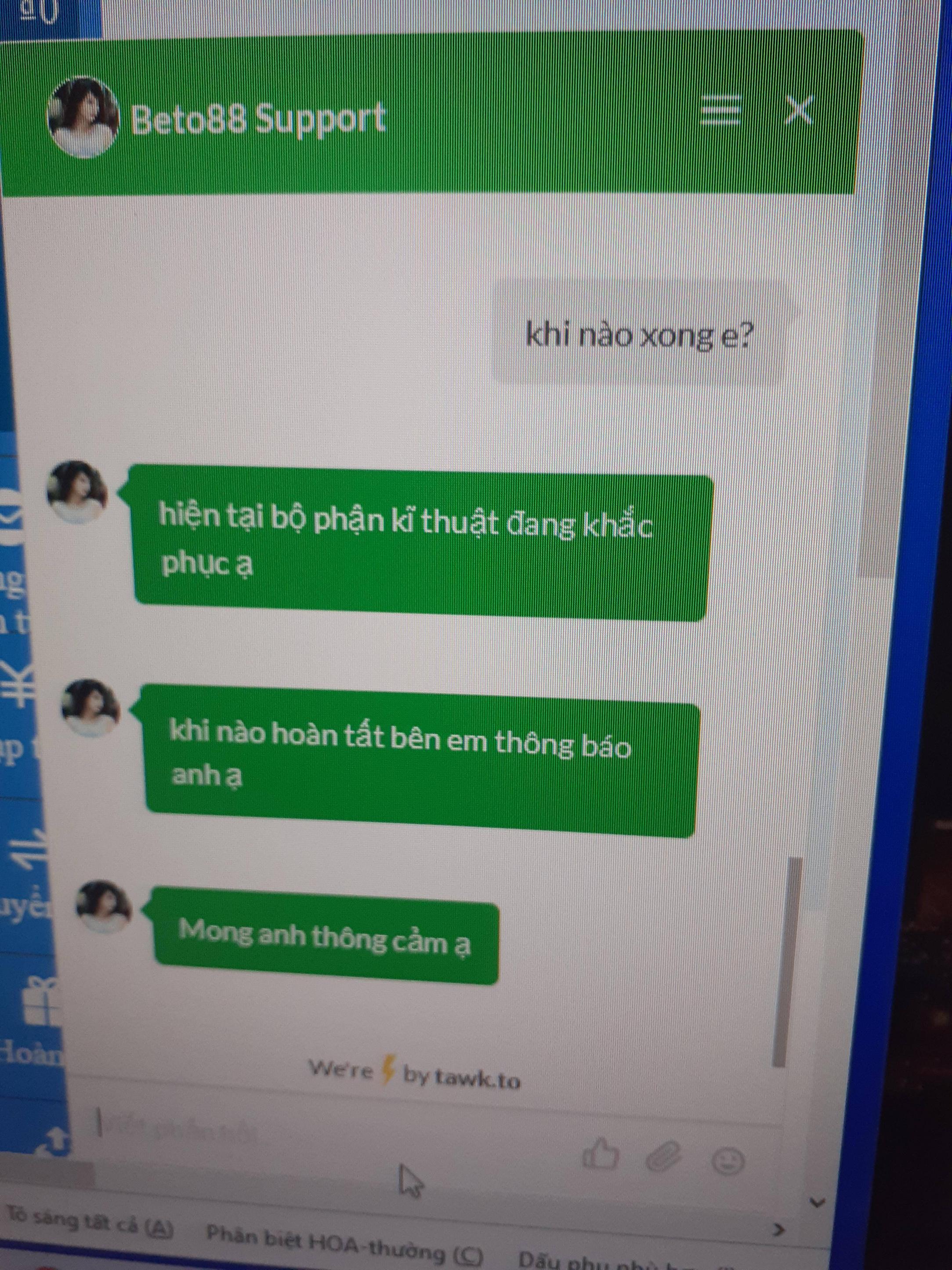 Trang Beto88 hoàn toàn lừa đảo người chơi53 Trò chuyện với bộ phận hỗ trợ Beto88 Scam 3