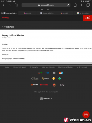 bodog88 Lừa đảo khóa tài khoản vô căn cứ