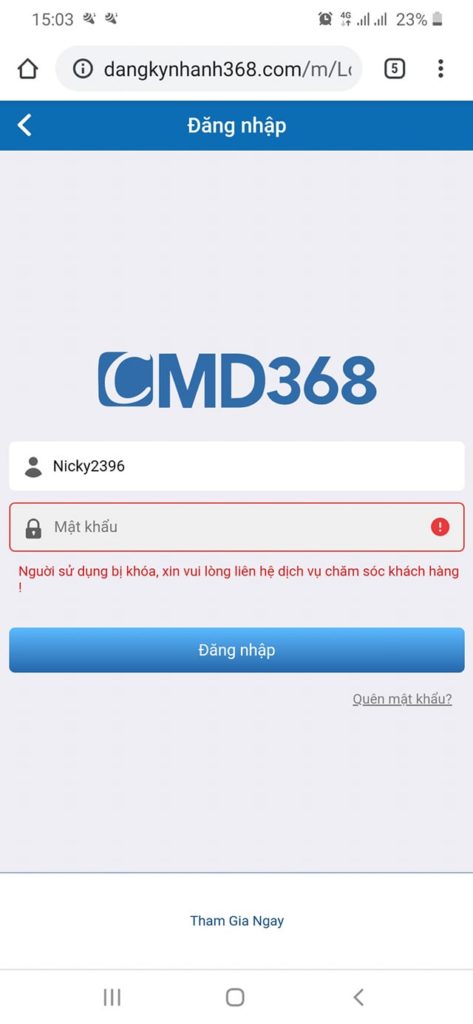 tài khoản của tôi bị khóa