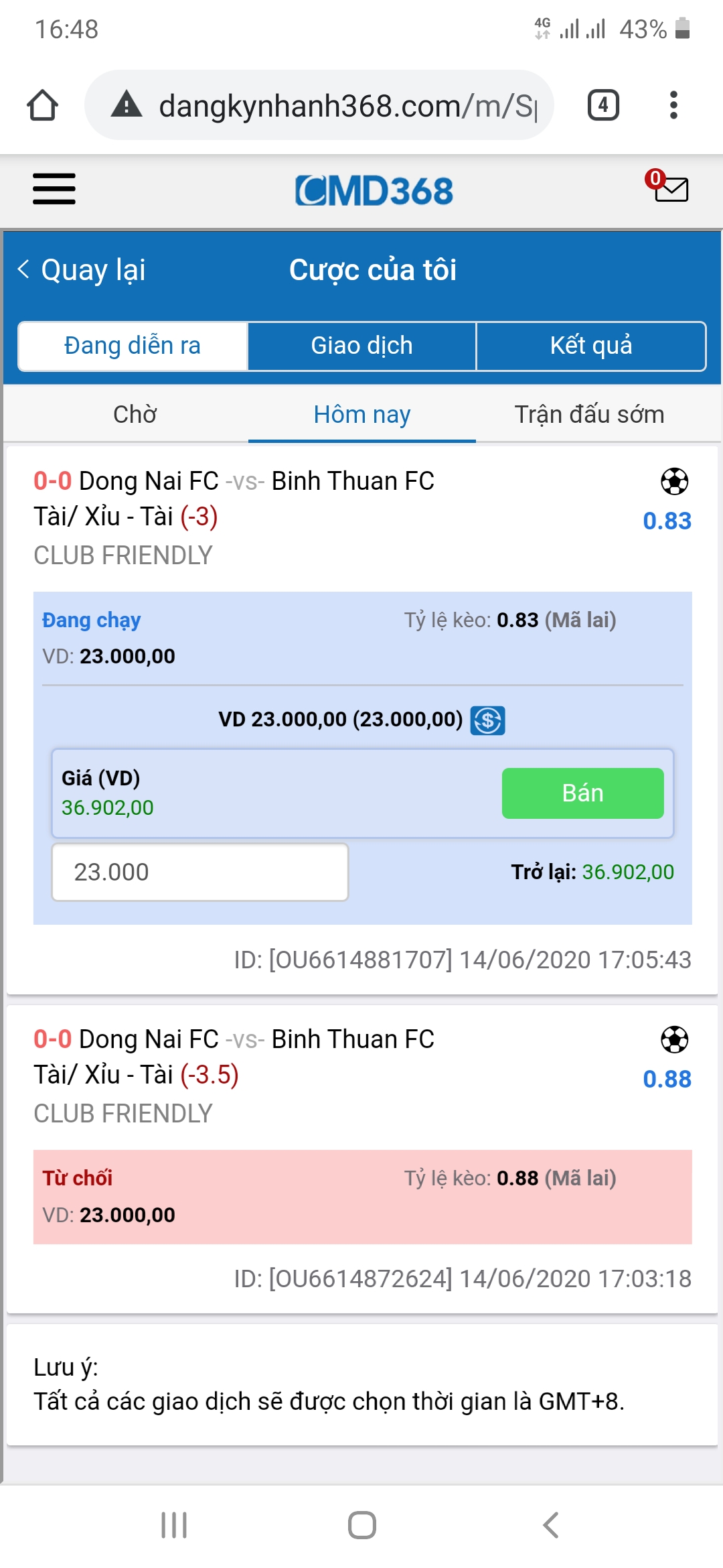 Thông tin cá cược cho CMD368 