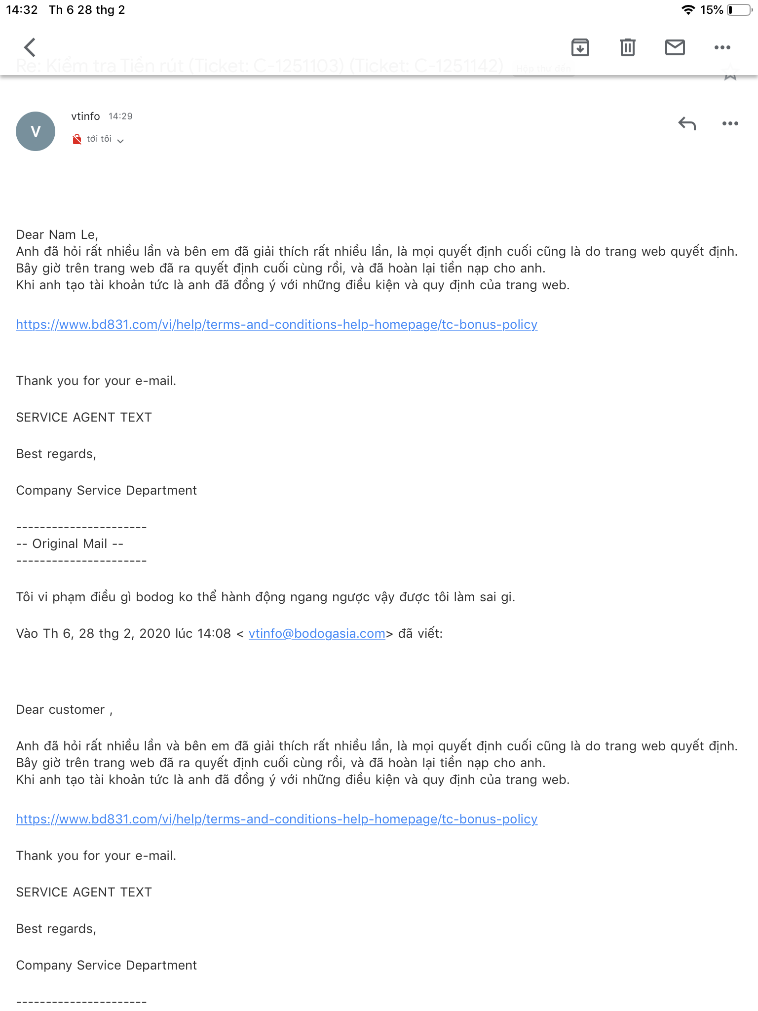 Email của tôi đến bên nhà cái bodog88