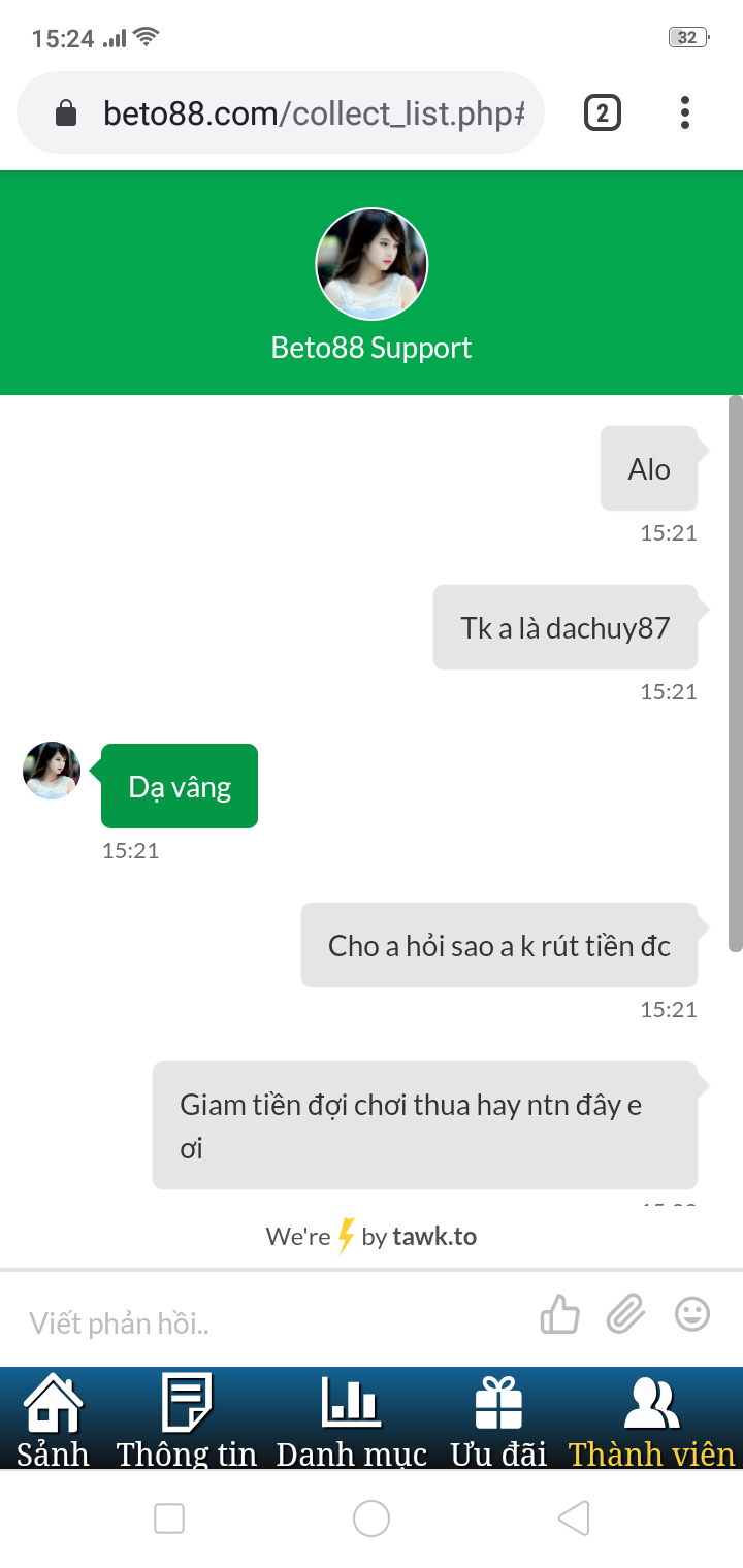 Trang Beto88 lừa đảo người chơi một cách trắng trợn43 Trò chuyện với bộ phận hỗ trợ của Beto88 khi bạn không thể rút tiền