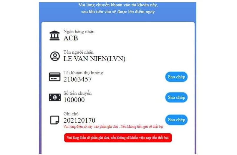 Thông tin giao dịch winbet