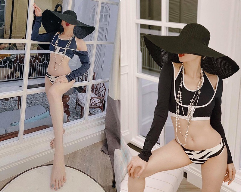 Lệ Quyên sexy mặc bikini xẻ tà bên người tình trẻ 
