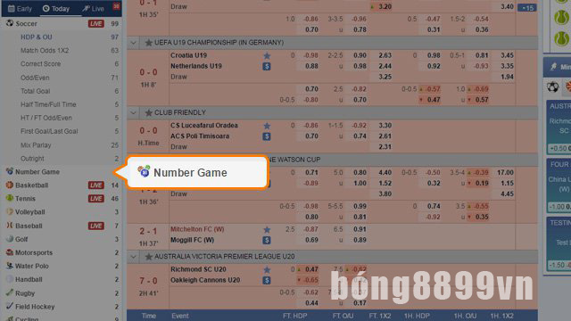 Cách đặt cược vào trò chơi số Bong88 