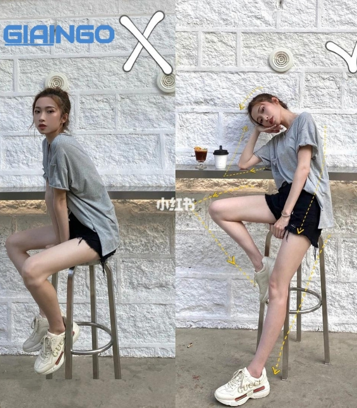 tạo dáng ngồi hack chân