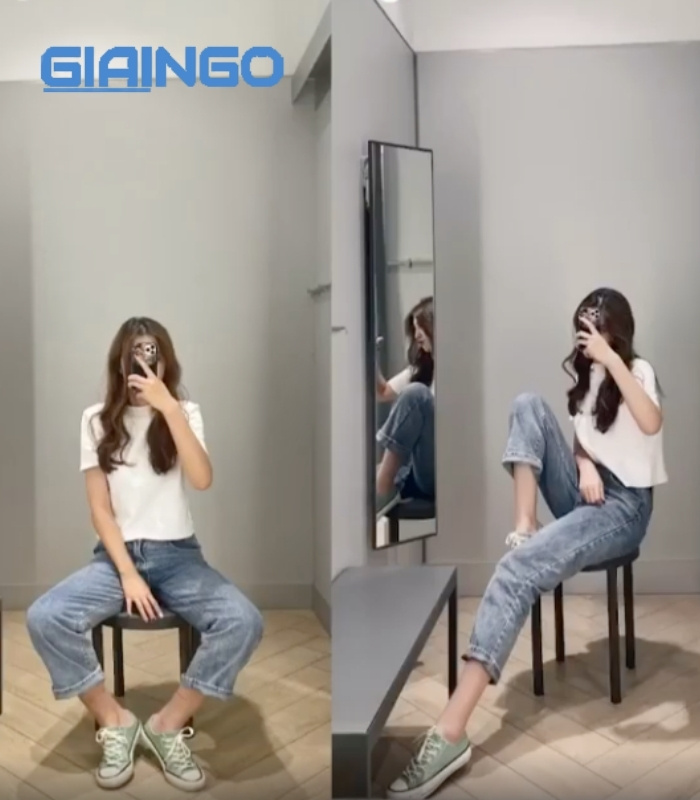 tạo dáng trước gương