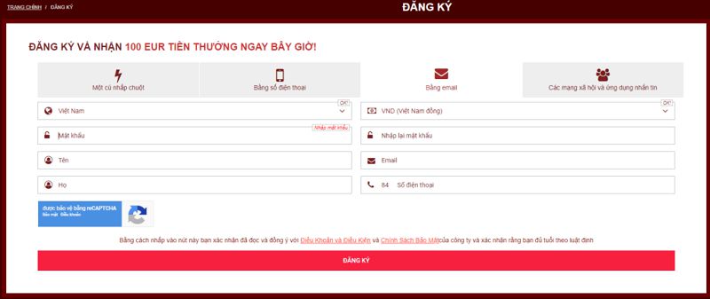 Đăng ký Oppabet qua Email