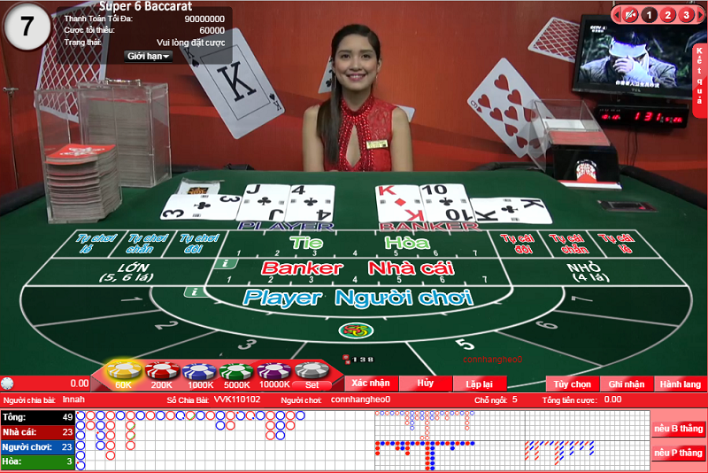 Cách tính điểm trong thẻ cào Baccarat