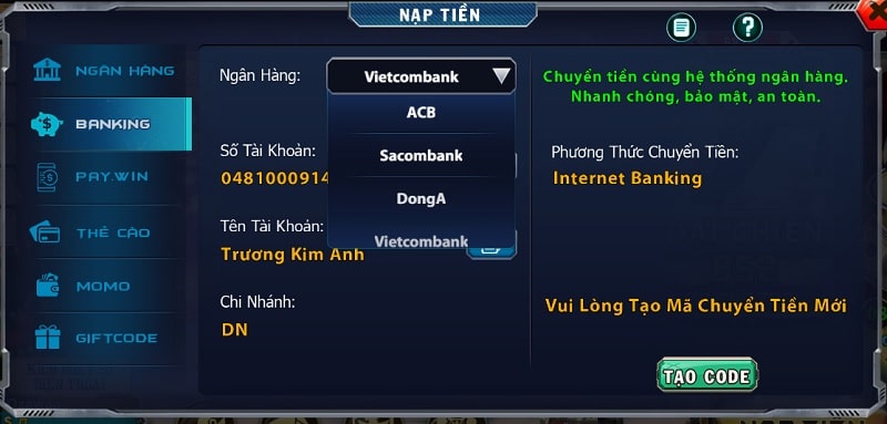 Hệ thống giao dịch của B52 nhanh chóng và chuyên nghiệp